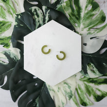 Load image into Gallery viewer, Matte Olive Small Hoops