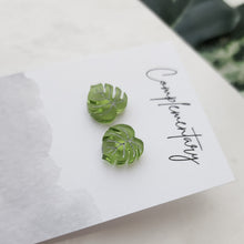 Load image into Gallery viewer, Mini Monstera Studs with Silver