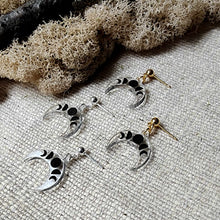 Load image into Gallery viewer, Crescent Moon Dangles in Clear with Black Detailing