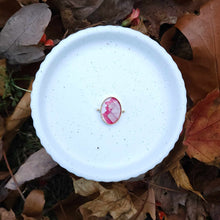 Load image into Gallery viewer, Pink Larkspur Petals in Gold Deep Well Oval