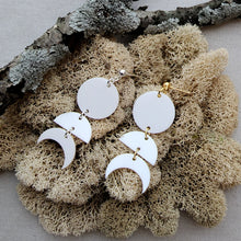 Load image into Gallery viewer, Half Moon Phase Dangles in White