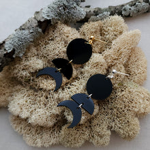 Load image into Gallery viewer, Half Moon Phase Dangles in Black