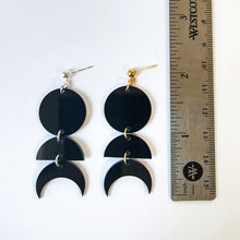 Load image into Gallery viewer, Half Moon Phase Dangles in Black