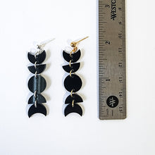 Load image into Gallery viewer, Full Moon Phase Dangles in Black