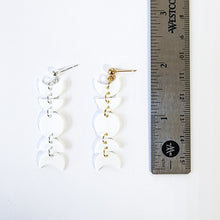 Load image into Gallery viewer, Full Moon Phase Dangles in White