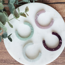 Load image into Gallery viewer, Luminous Large Hoops with Silver Flake