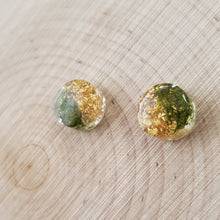 Load image into Gallery viewer, Moss Flat Studs with Leafing