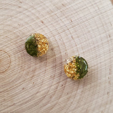 Load image into Gallery viewer, Moss Flat Studs with Leafing