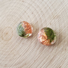 Load image into Gallery viewer, Moss Flat Studs with Leafing