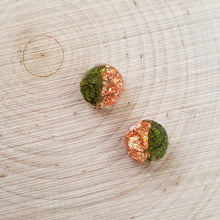 Load image into Gallery viewer, Moss Flat Studs with Leafing