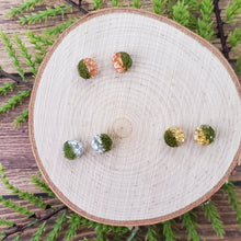 Load image into Gallery viewer, Moss Flat Studs with Leafing