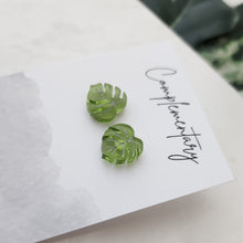 Load image into Gallery viewer, Mini Monstera Studs with Silver
