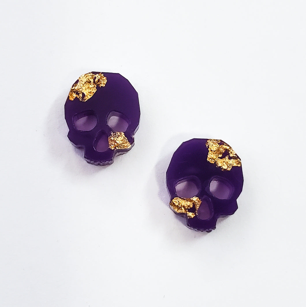 Custom Purple Skull Studs