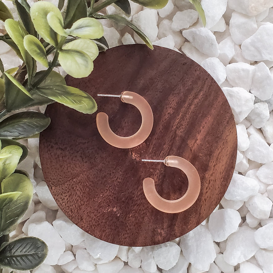 Coral Sea Glass Small Hoops - Vacay